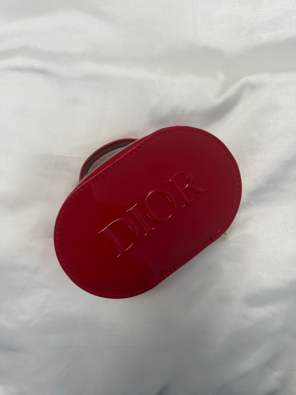 Dior Patent Red Oval Cosmetic Case